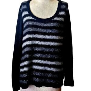 Tommy Hilfiger Black and Grey Sequin Sweater Size XL